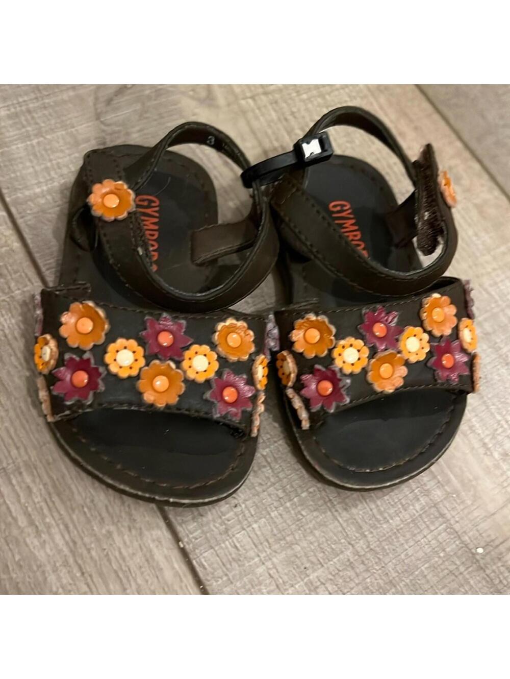 Gymboree Black Floral Embellished Sandals